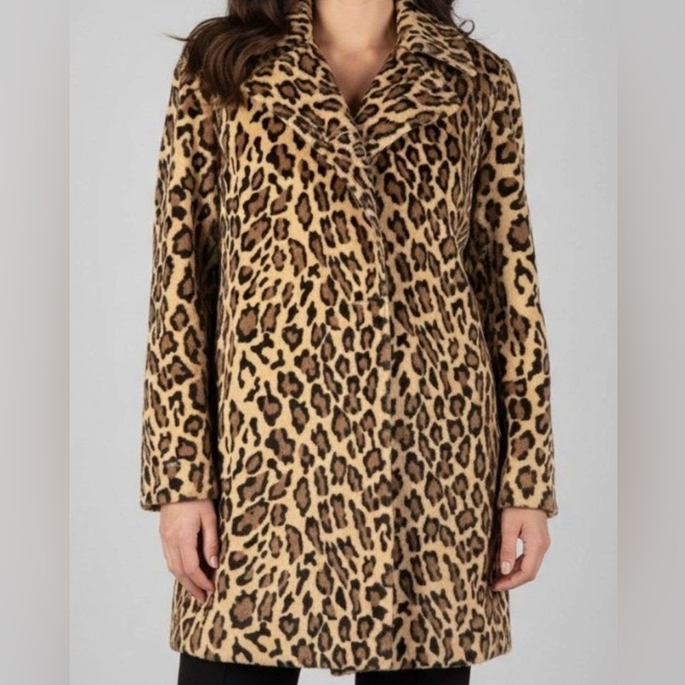 Vintage Moschino Cheap And Chic 90s Faux Fur Leopard Coat Made In Italy Size 4